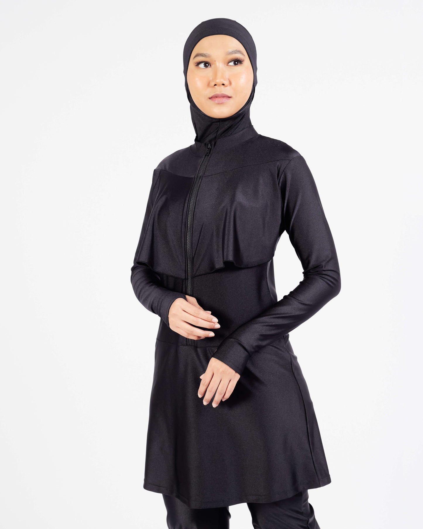 Faith Muslimah Swim Dress Top with long zipper and extra layer of coverage at chest