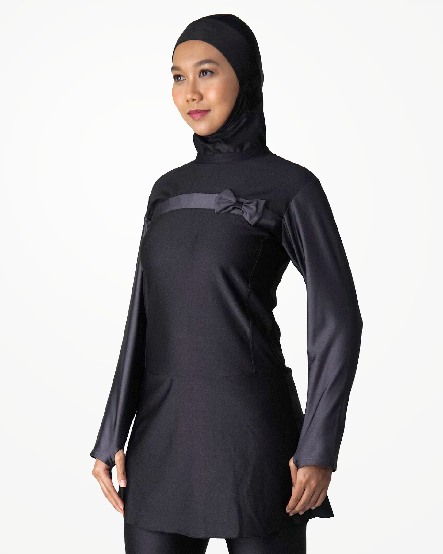 Muslimah Swimsuit Allure Dress Top Black and Grey