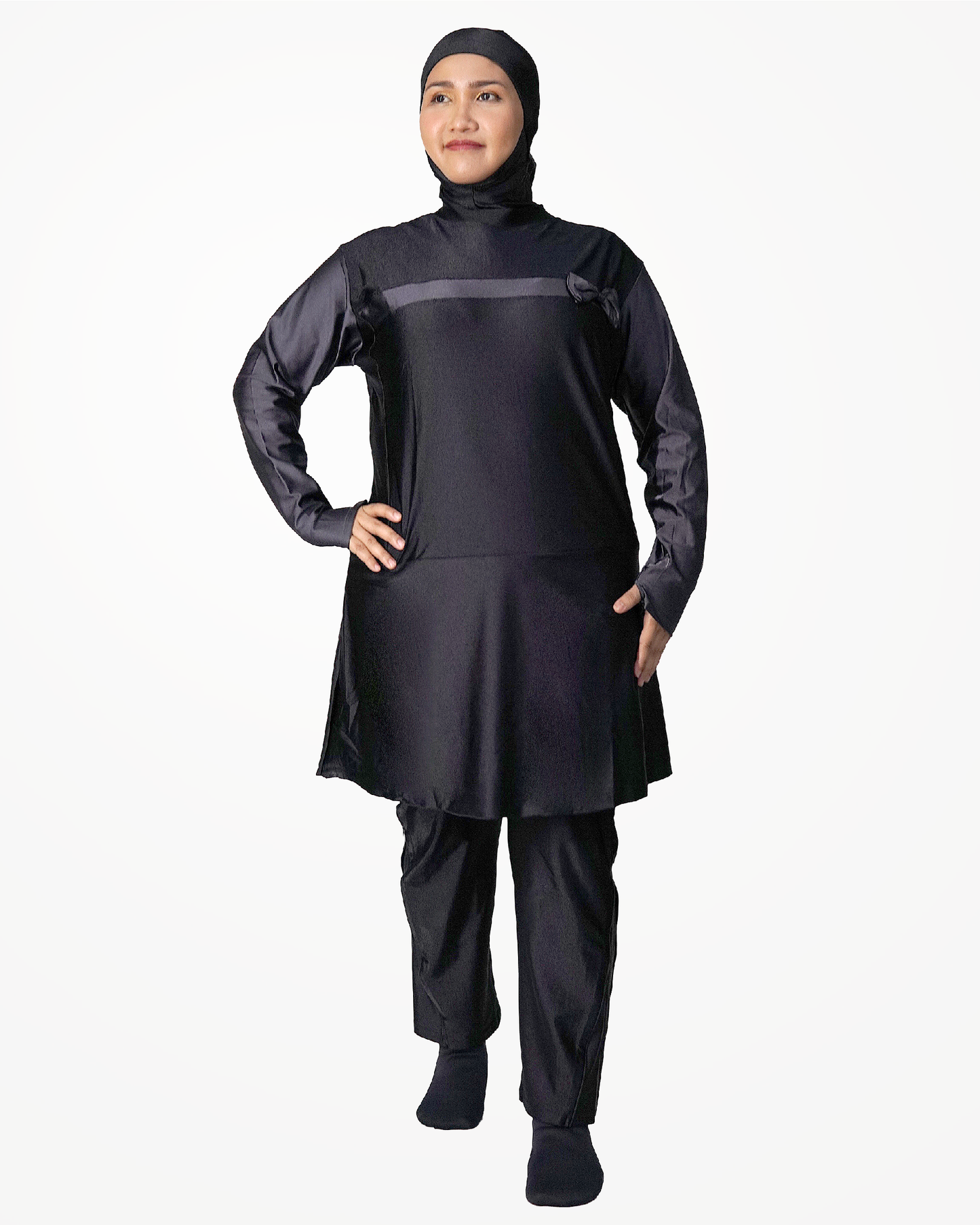 Muslimah Swimsuit Allure Dress Top Black and Grey