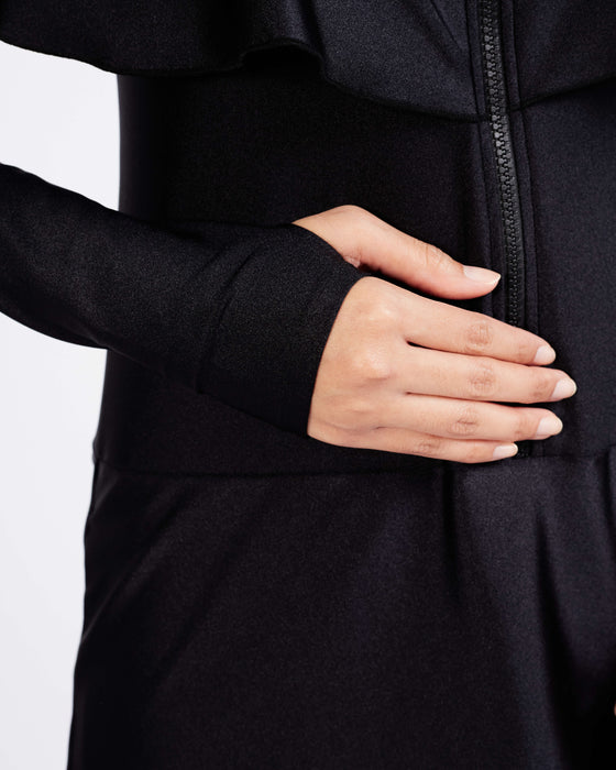 Thumbholes to prevent sleeves from riding up.