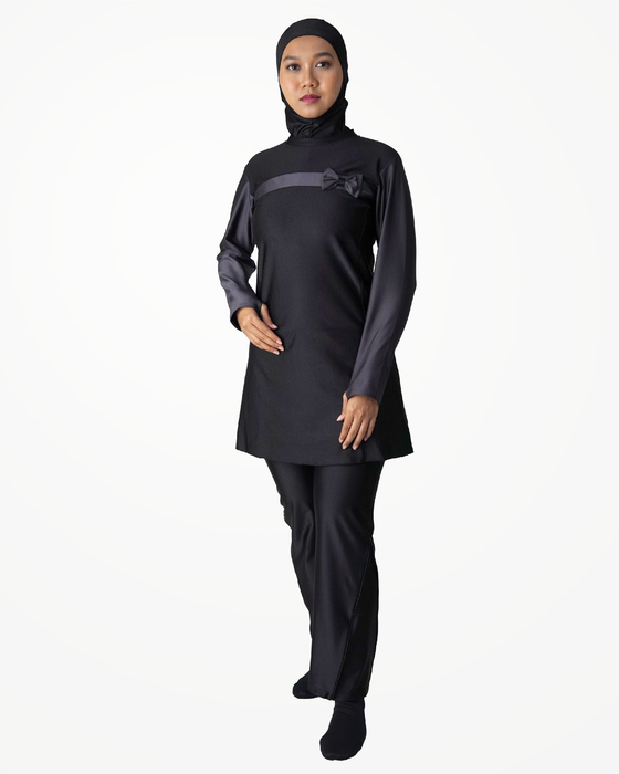 Muslimah Swimsuit Allure Dress Top Black and Grey