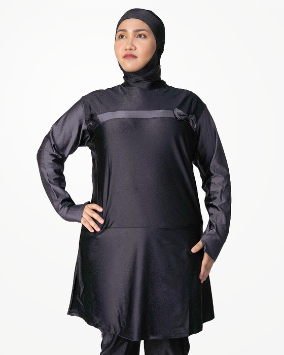 Muslimah Swimsuit Allure Dress Top Black and Grey